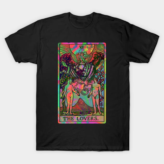 VI. The Lovers Psychedelic Tarot Card T-Shirt by wildtribe